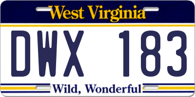 WV license plate DWX183