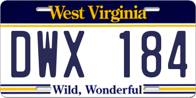 WV license plate DWX184
