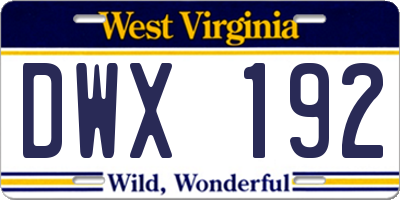 WV license plate DWX192