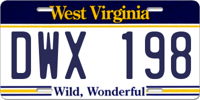 WV license plate DWX198
