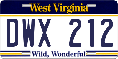 WV license plate DWX212