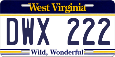 WV license plate DWX222