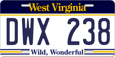 WV license plate DWX238