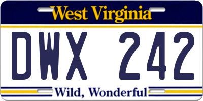 WV license plate DWX242