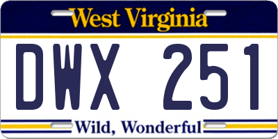 WV license plate DWX251