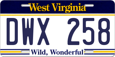 WV license plate DWX258