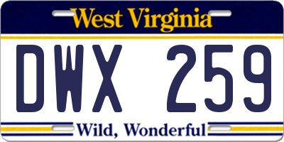 WV license plate DWX259