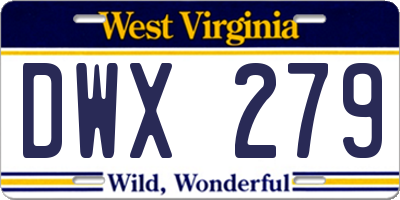 WV license plate DWX279