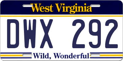WV license plate DWX292