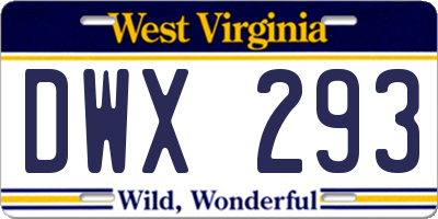 WV license plate DWX293