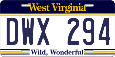 WV license plate DWX294
