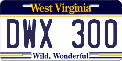 WV license plate DWX300
