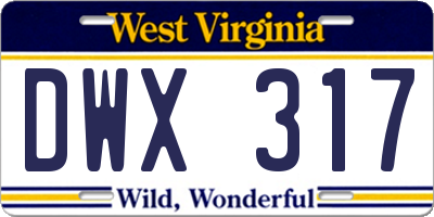WV license plate DWX317