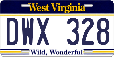 WV license plate DWX328