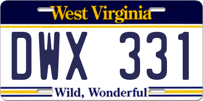 WV license plate DWX331