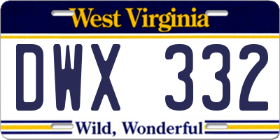 WV license plate DWX332