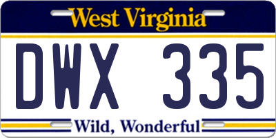 WV license plate DWX335