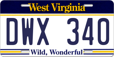 WV license plate DWX340