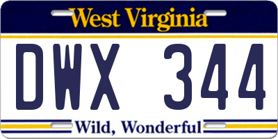 WV license plate DWX344