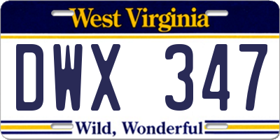 WV license plate DWX347