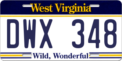 WV license plate DWX348