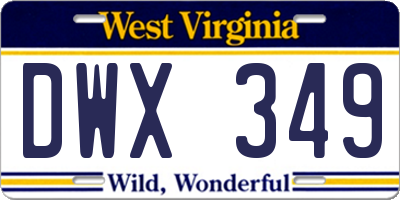 WV license plate DWX349