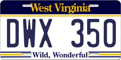 WV license plate DWX350