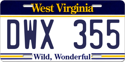 WV license plate DWX355