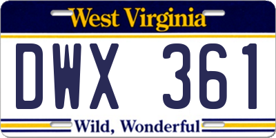 WV license plate DWX361