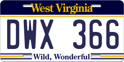 WV license plate DWX366