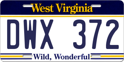 WV license plate DWX372
