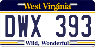WV license plate DWX393