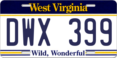 WV license plate DWX399