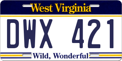 WV license plate DWX421