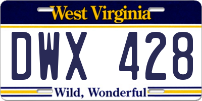 WV license plate DWX428
