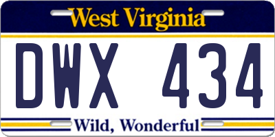 WV license plate DWX434