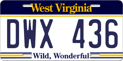 WV license plate DWX436