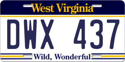 WV license plate DWX437