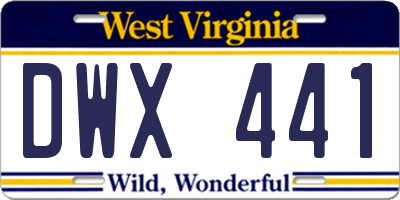 WV license plate DWX441