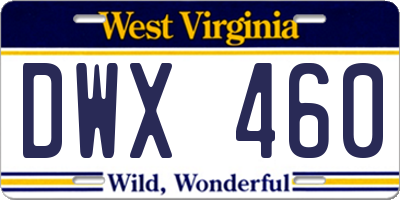 WV license plate DWX460