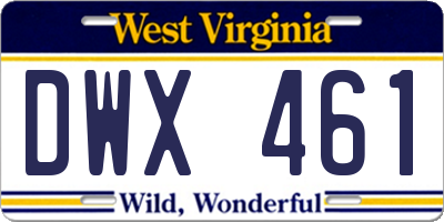 WV license plate DWX461