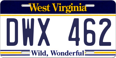 WV license plate DWX462