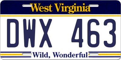 WV license plate DWX463