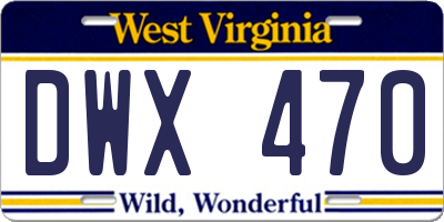 WV license plate DWX470