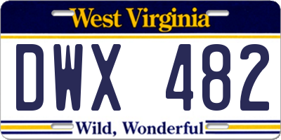 WV license plate DWX482