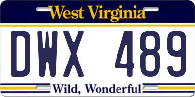 WV license plate DWX489