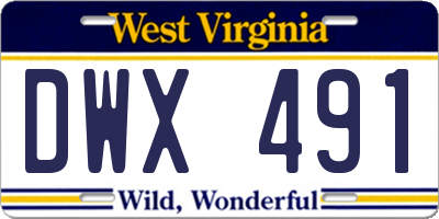 WV license plate DWX491