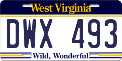 WV license plate DWX493