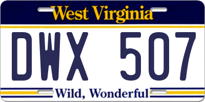 WV license plate DWX507