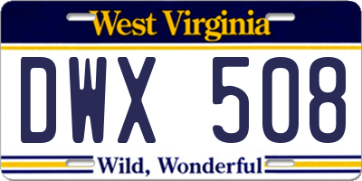 WV license plate DWX508